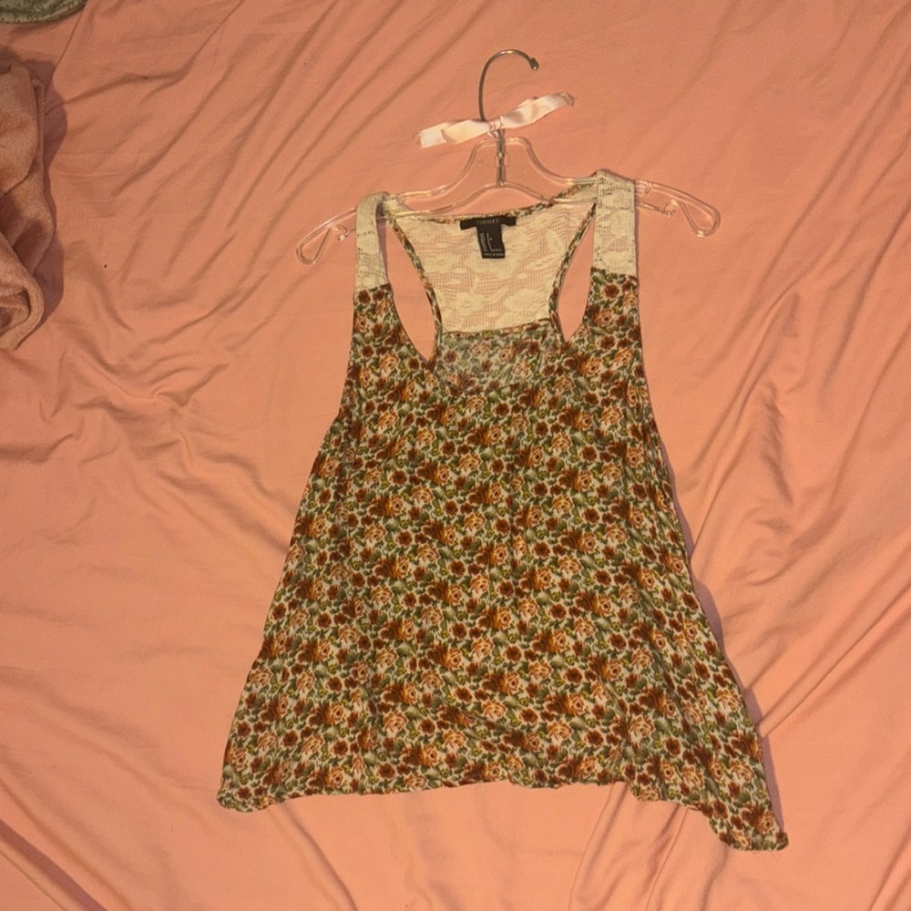Forever 21 S floral open backed tank top